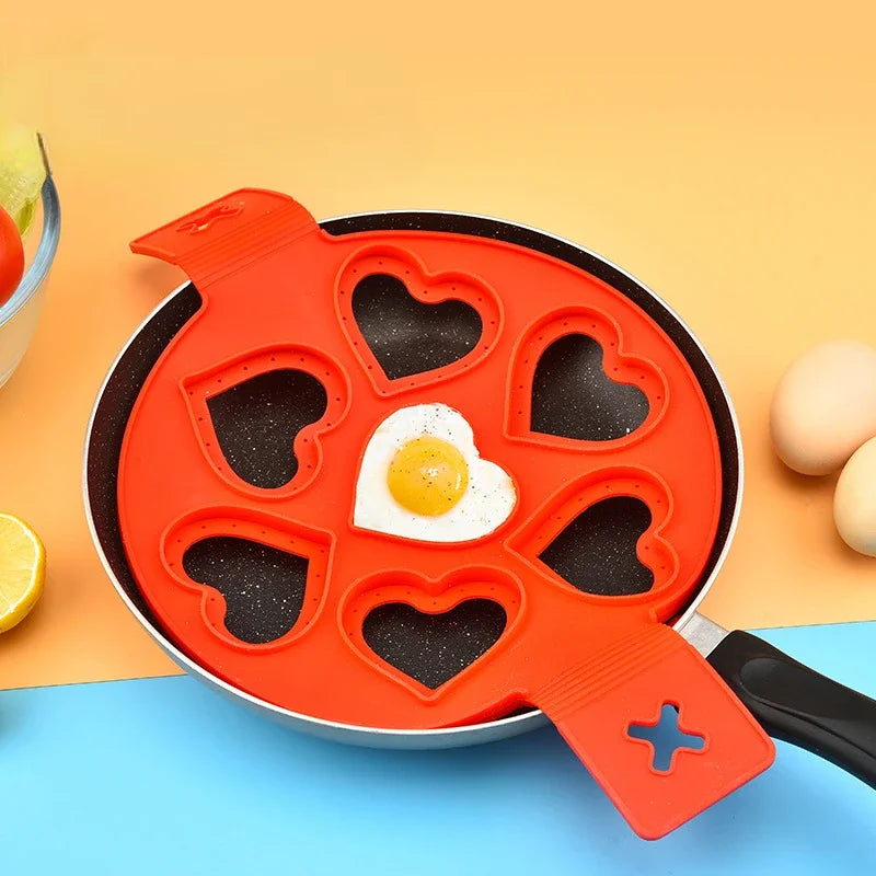 7 Hole Egg Pancake Ring Nonstick Pancake Soufflé Making Mold Silicone Cake Omelet Cooker Shaper Tool Kitchen Baking Accessories