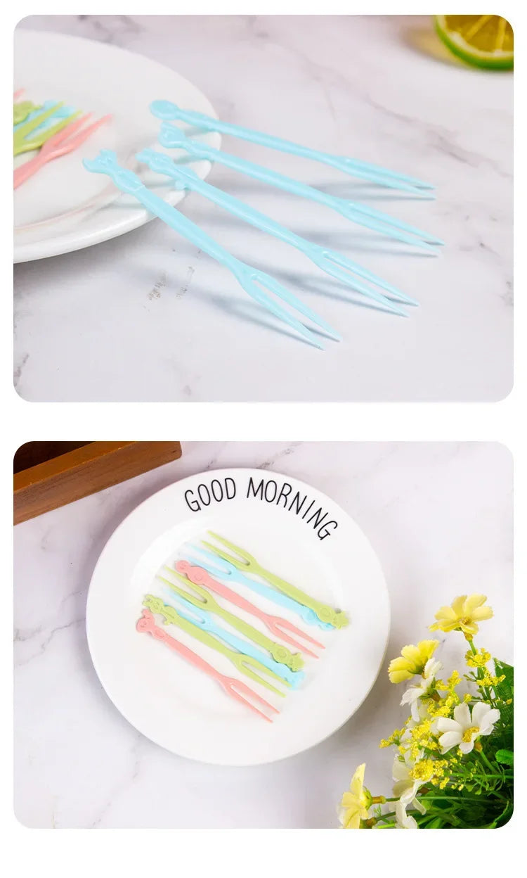 Mini Children's Animal Farm Fruit Fork Cartoon Snack Cake Fork Bento Accessories Dessert Food Fruit Toothpicks Chopsticks