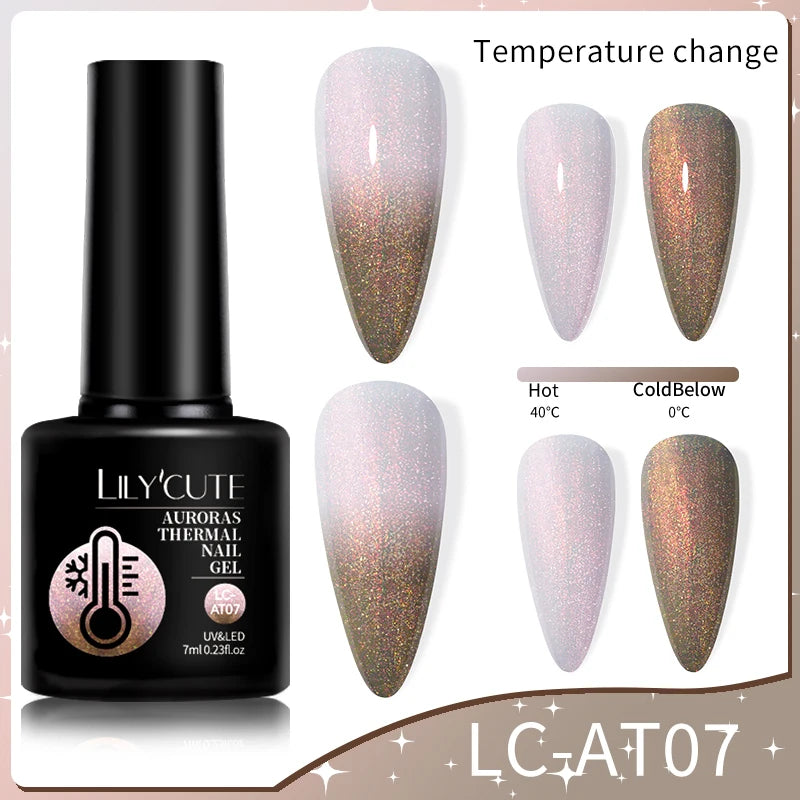 LILYCUTE 7ML Thermal Gel Nail Polish Ultra-thin Temperature Color Changing Gel Polish Semi Permanent UV Gel Nail Art Gel Varnish