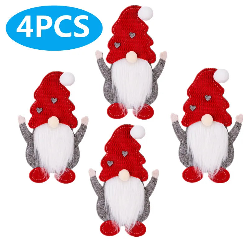 4/2/1PCS Xmas Cutlery Bag Santa Claus Knife Fork Storage Pocket Bag Christmas New Year Tableware Decorations Home Ornament