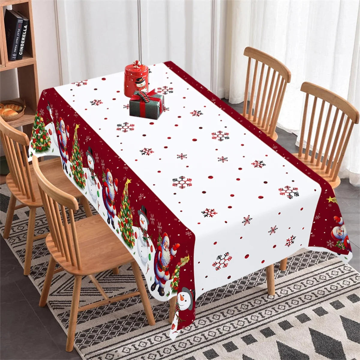 Christmas Disposable Tablecloth Christmas Decorations for Home 2024 Table Cover Navidad Noel New Year Gifts Dining Table Decor