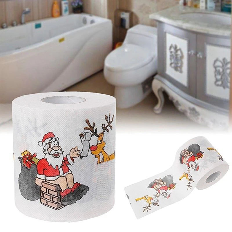 NEW Christmas Pattern Series Roll Paper Christmas Decorations Prints cute Toilet Paper Christmas Decorations For Home HOT