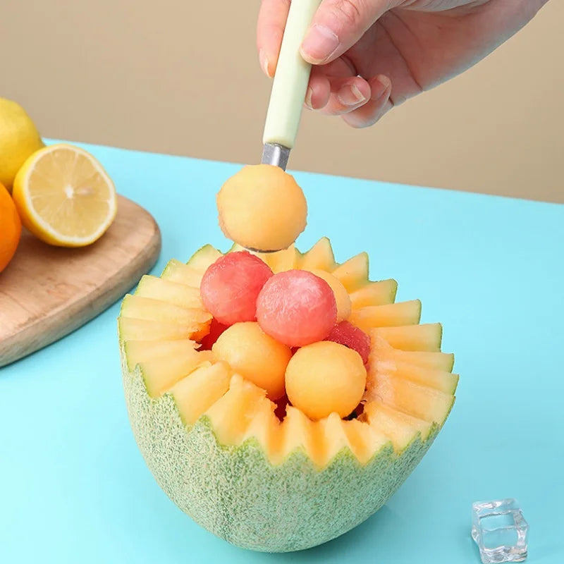 Multi Function Fruit Carving Knife Watermelon Baller Ice Cream Dig Ball Scoop Spoon Baller Kitchen DIY Cold Dishes Tools Gadgets