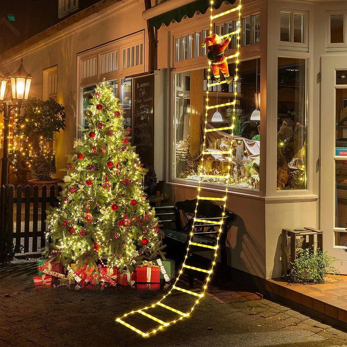 3M Santa Claus Climbing Ladder Warm Light Christmas Decoration Home Outdoor Garden Cristmas Tree Ornement New Year Gift