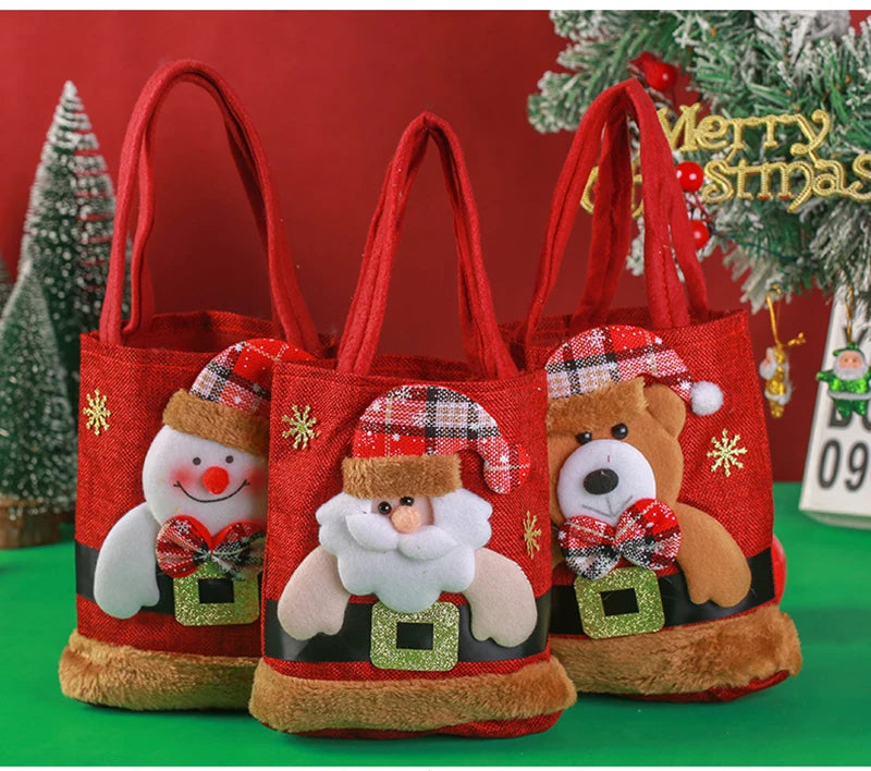 Christmas Gift Bag Linen Cloth New Year Children's Candy Handbag Christmas Eve Apple Storage Bag Xmas Santa Claus Wholesale 2023