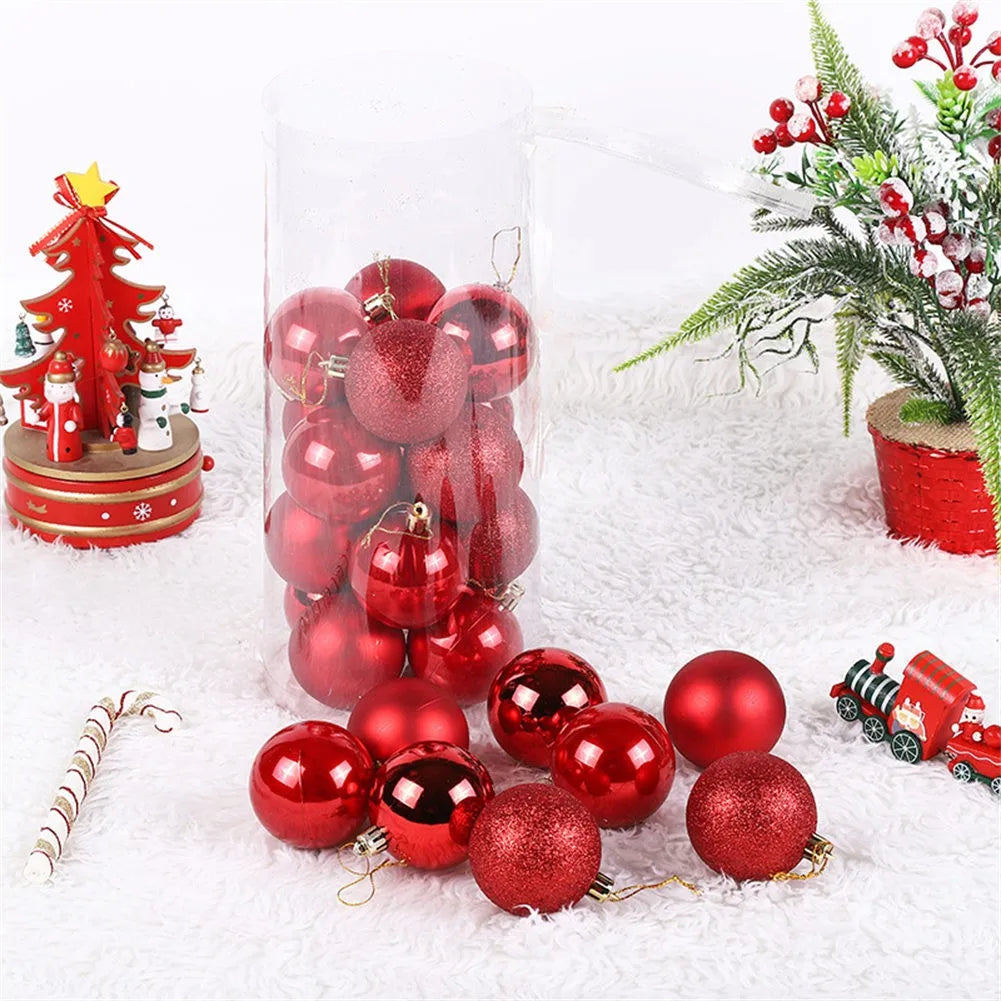 24pcs Christmas Balls Christmas Tree Ornaments Ball Hanging Xmas Tree Pendants Home Party Decor 2025 New Year Gifts Noel Navidad