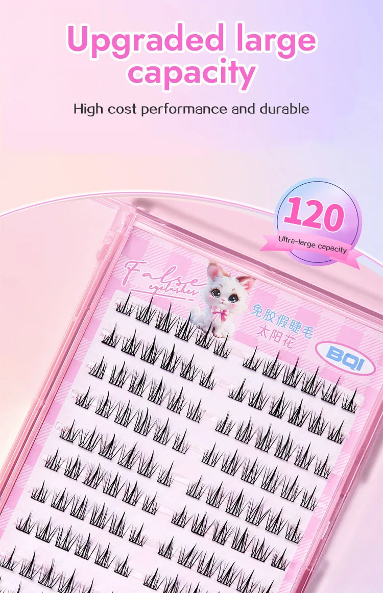 10 Rows of Large Capacity Glue-free False Eyelashes Single Cluster 10-12MM C-curled Natural Self-adhesive false Eyelashes