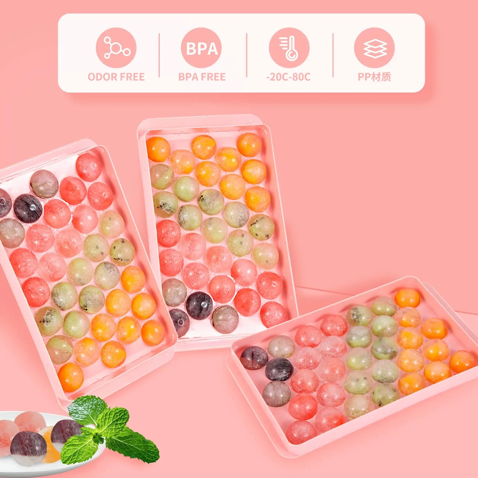 33PCS Round Ice Balls,Ice Trays for Freezer Is Easy to Release & Sturdy- Small Pellet Ice Maker for Drinks, Coffee and Cocktails