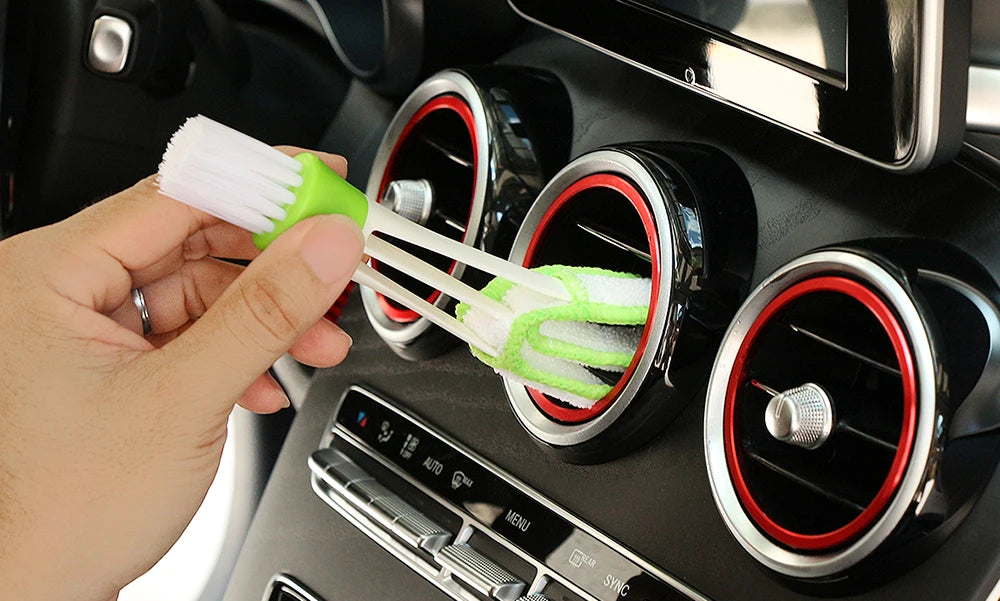 Multifunction Car Air Vent Cleaner Mini Double-end Micro Fiber Vent Duster Removable Cloth Cover Portable Cleaning Brush For Car