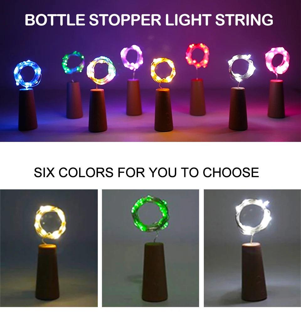 1M 2M 3M Wine Bottle Cork LED String Lights Holiday Fairy Lights Garland Christmas Tree Wedding Party Decor Bar Bottle Lights