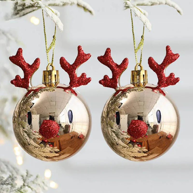 2pcs Elk Christmas Balls Ornaments Xmas Tree Hanging Bauble Pendant  Christmas Decorations for Home New Year Party Navidad 2024