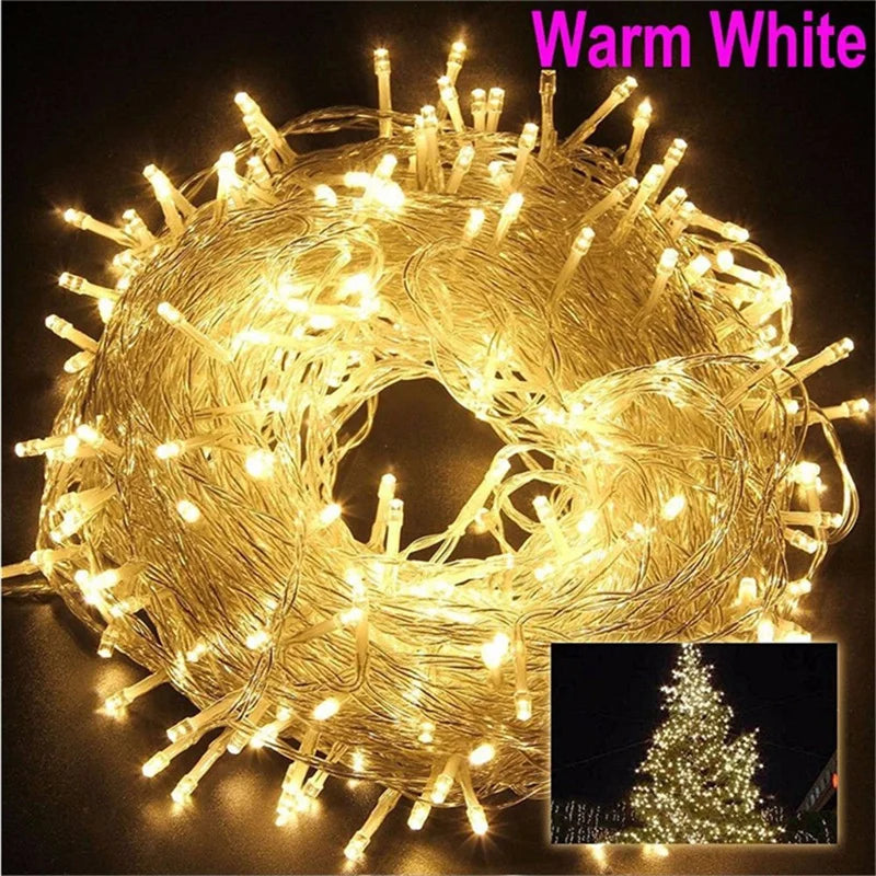 Xmas Outdoor Christmas Lights Led String Lights 100M 10M 5M Luces Decoracion Fairy Light Holiday Lights Lighting tree garland