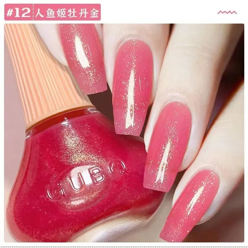 12ml Nail Polish Oil-based Nail Polish No-bake Quick Dry Non-tear Small Glitter Transparent Red Blue Green Nude 45 Colors