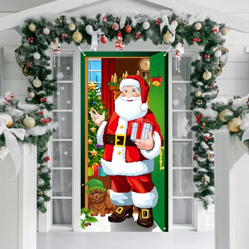 New Year Christmas Background Decoration Hanging Cloth Christmas Door Background Cloth Party Decoration Tapestry Door Cover