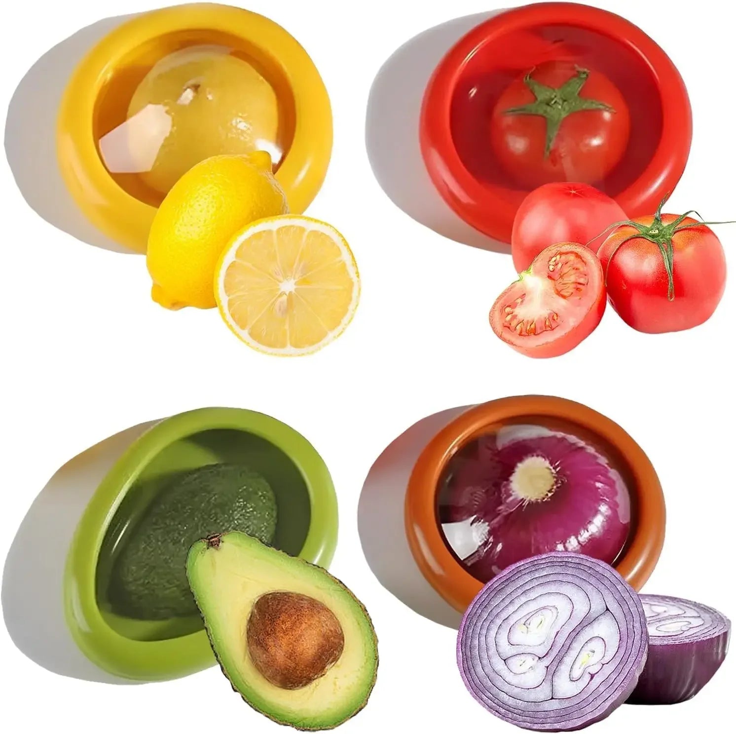 Silicone Fruit Storage Box,Fruit And Vegetable Anti-Oxidation ,Silicone Fruit and Vegetable Set for Fridge Keep Fresh(4 Pcs)