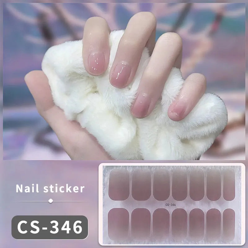 DIY Gel Nail Stickers Cured-free Long-Lasting Solid Color Nail Strips Patch Slider Sticker Full Cover Decal Nail Manicure Patch