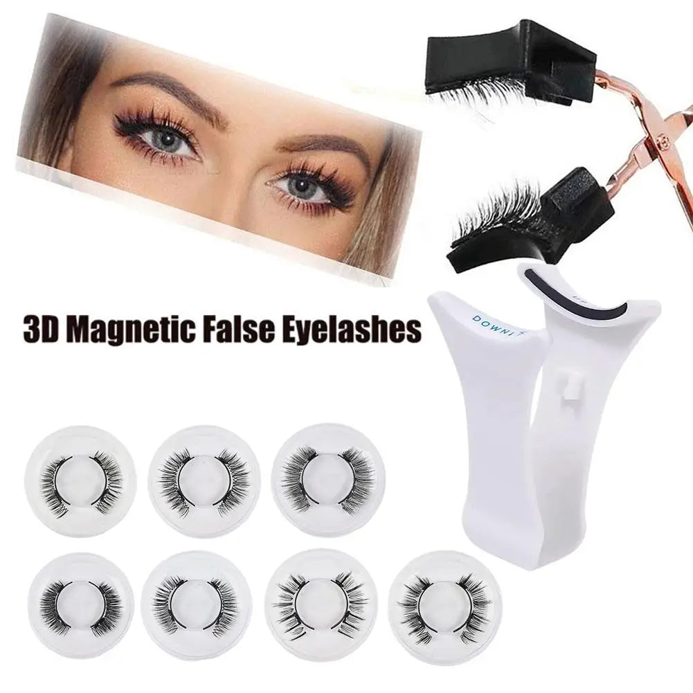 1pair Magnetic Eyelashes Handmade 3D Natural Magnetic False Eyelashes Reusable Magnetic Eyelashes Tweezers Set