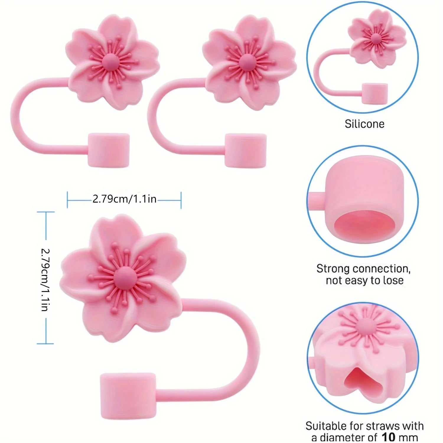 Flower Silicone Straw Covers For Stanley Cup Cute Silicone Flower Shape Drinking Dust Cap Straw Tips Cover Cup Accessories