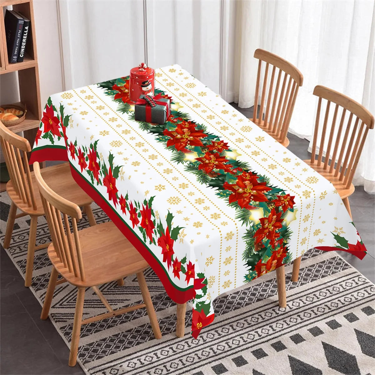 Christmas Disposable Tablecloth Christmas Decorations for Home 2024 Table Cover Navidad Noel New Year Gifts Dining Table Decor