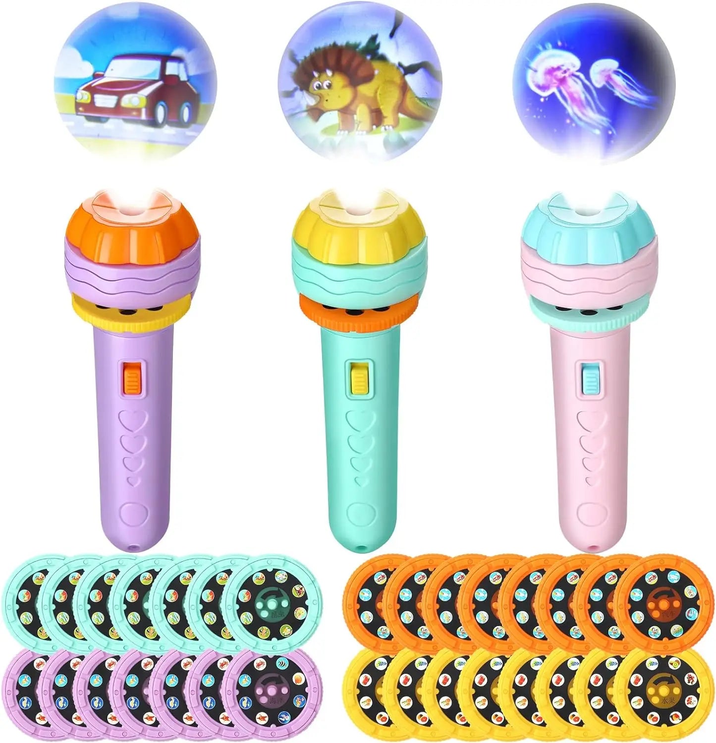 Flashlight Projector Torch Lamp Toy Early Education Cognition Before Bedtime Story Book Puzzle Toys Sleeping Story Book