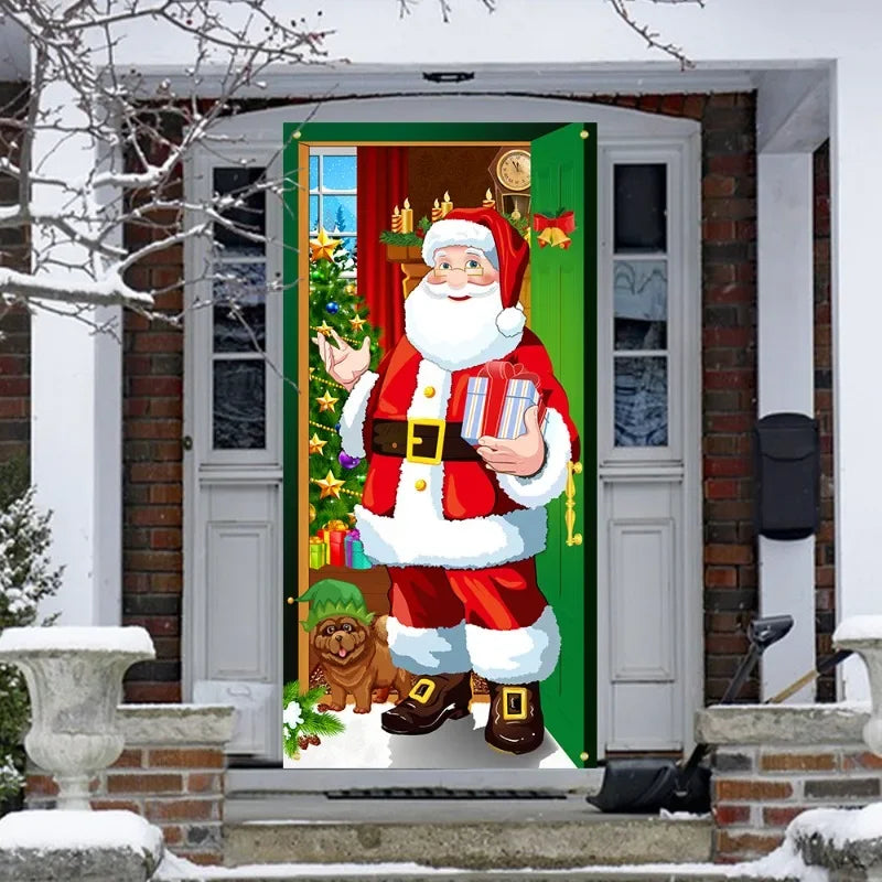 New Year Christmas Background Decoration Hanging Cloth Christmas Door Background Cloth Party Decoration Tapestry Door Cover