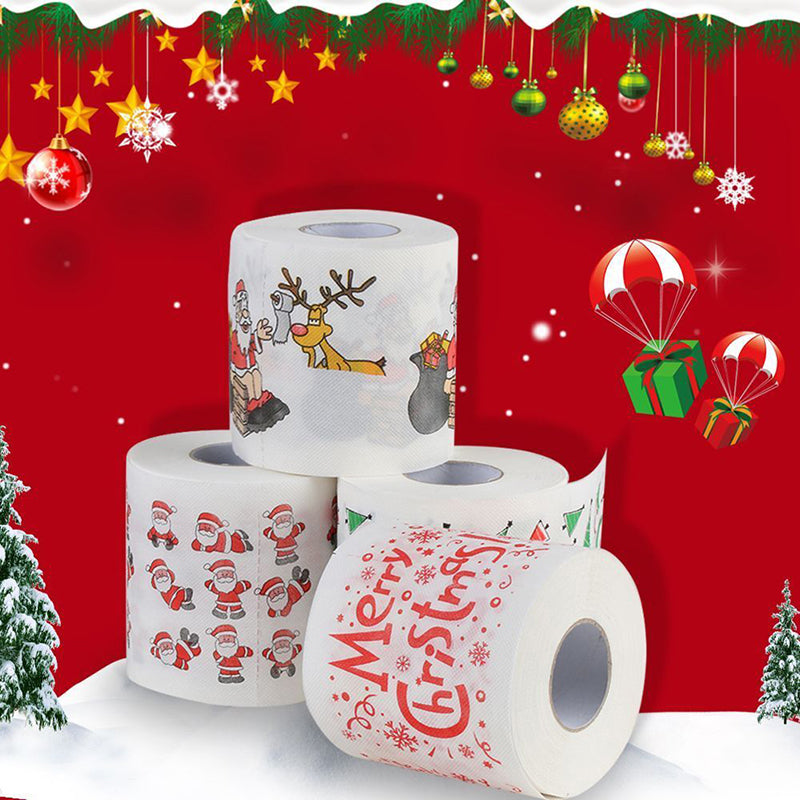 NEW Christmas Pattern Series Roll Paper Christmas Decorations Prints cute Toilet Paper Christmas Decorations For Home HOT