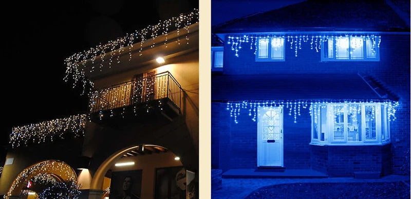 2024 Christmas Garland LED Curtain Icicle String Lights Droop 0.4-0.6m AC 220V Garden Street Outdoor Decorative Holiday Light