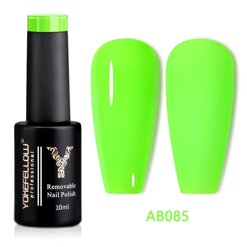 YOKEFELLOW 10ML Glow in the dark Gel Nail Polish Luminous Neon Gel Polish Summer Semi Permanent Soak Off Nail Art UV Varnish