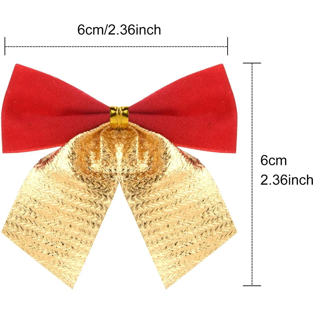 10/20/30Pcs Christmas Decoration Bow Red Gold Xmas Tree Bowknot Pendant Ornaments for Home Decor Navidad New Year Party Gifts