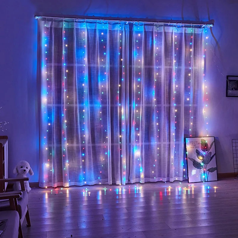 LED Garland Curtain Lights 8 Modes USB Remote Control Fairy Lights String Wedding Christmas Decor for Home Bedroom New Year Lamp