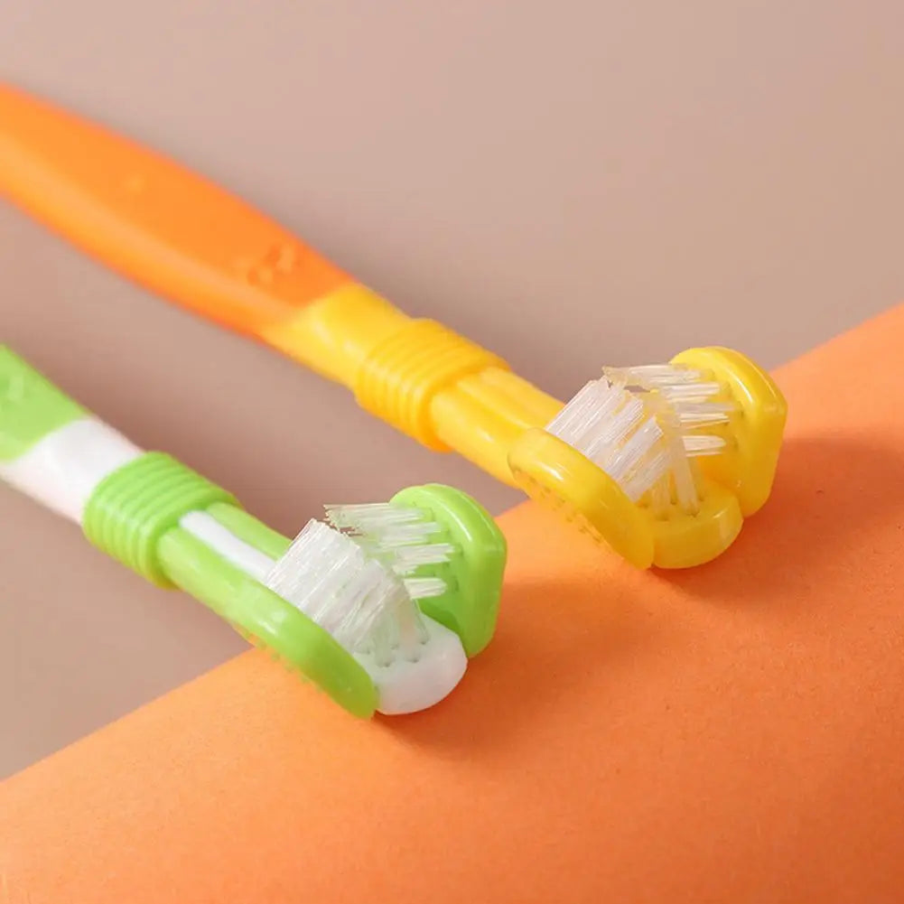 Three Sided Pet Toothbrush Three-Head Pet Toothbrush For Dogs And Cats Oral Cleaning Brush Care Products Tool Wholesale