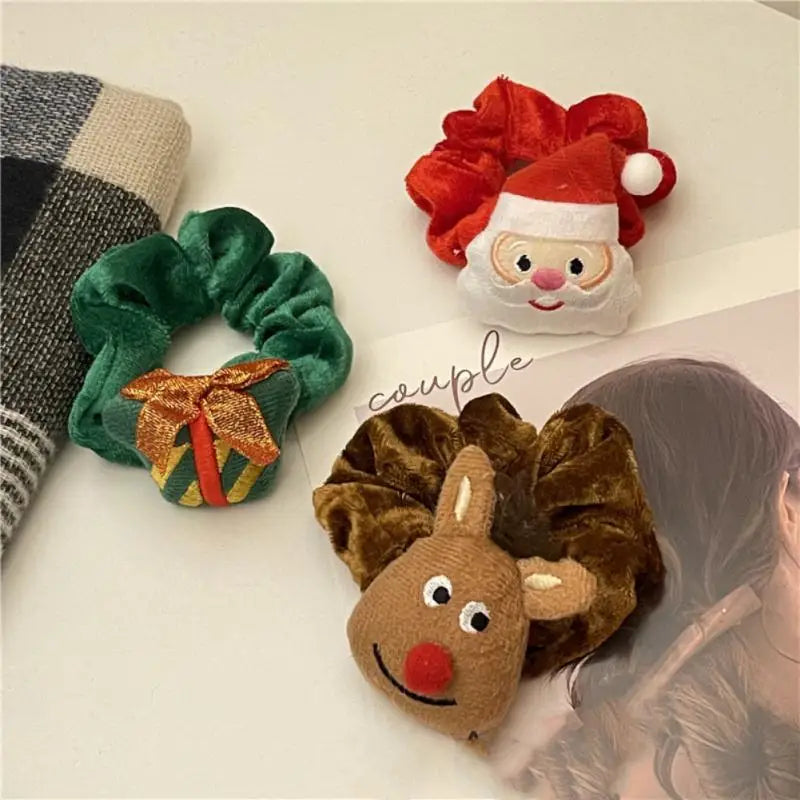 Cartoon Christmas Halloween Elastics Hair Ties Bracelet Santa Claus Christmas Tree High Ponytail Hair Rope Hair Accessories Gift