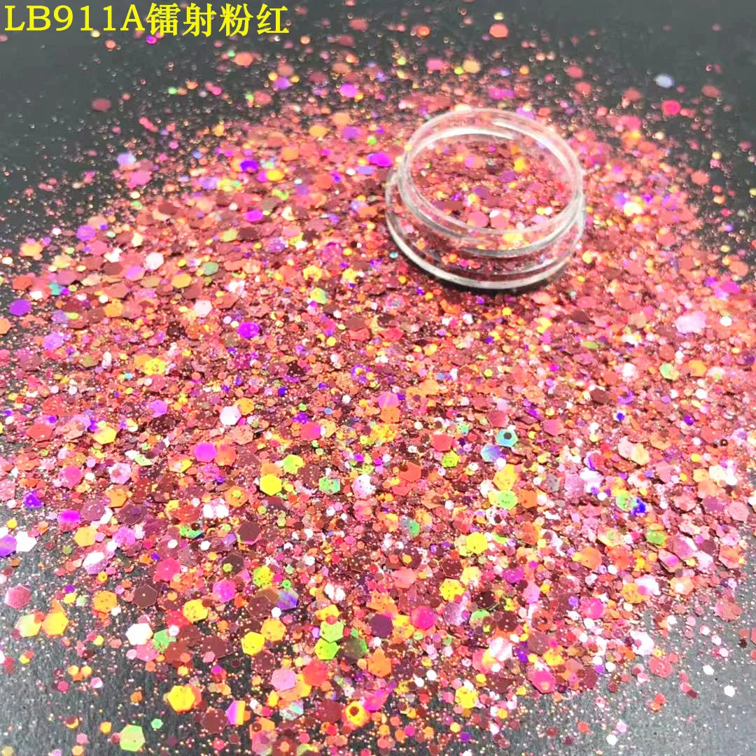 24 colori glitter olografici spessi 24 colori glitter per unghie laser totali fiocchi glitter per unghie laser olografici spessi