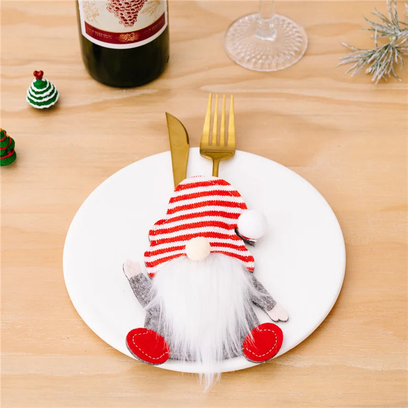 4/2/1PCS Xmas Cutlery Bag Santa Claus Knife Fork Storage Pocket Bag Christmas New Year Tableware Decorations Home Ornament