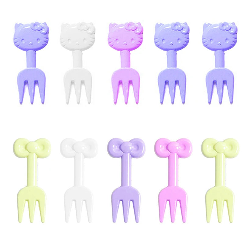 10Pcs Creative Mini Cute Fruit Fork Animation Peripheral Cartoon Exquisite Recyclable Portable Fruit Pick Snack Forks