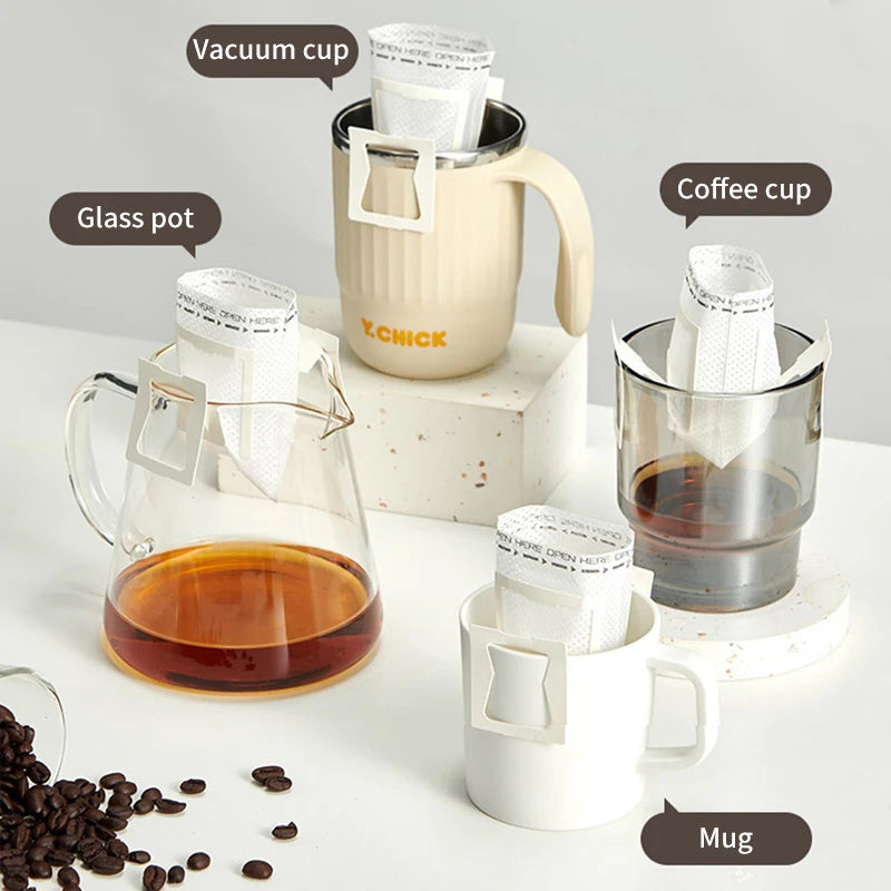 25/50/100 pcs Coffee Filter Bags Disposable Drip Coffee Paper Pack Portable Hanging Ear Espresso Coffee Accessories Tea Tool