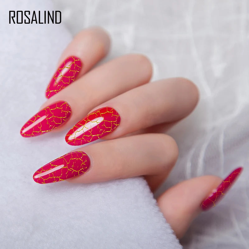 ROSALIND Cracked Gel Nail Polish Air Dry Nail Varnish Hybrid Crackle Manicure Acrylic Art UV Gel Semi Permanent Base Top Coat