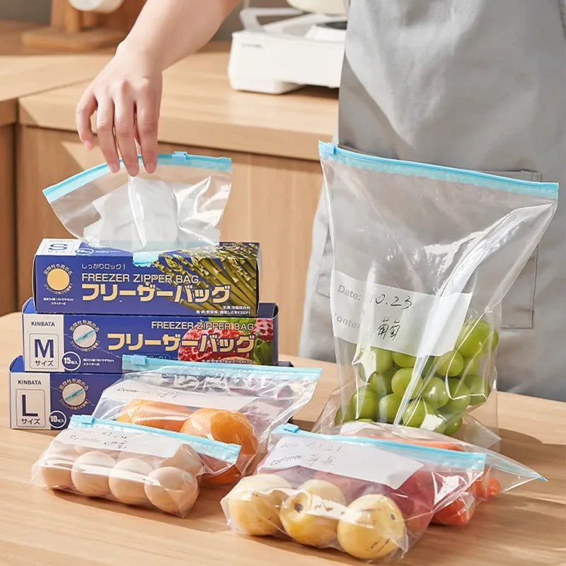 10pcs Thickened Sliding Lock Bag for Refrigerator Refrigeration, Freezing, Storage, Compact Bag, Food Grade Fresh-keeping Bag