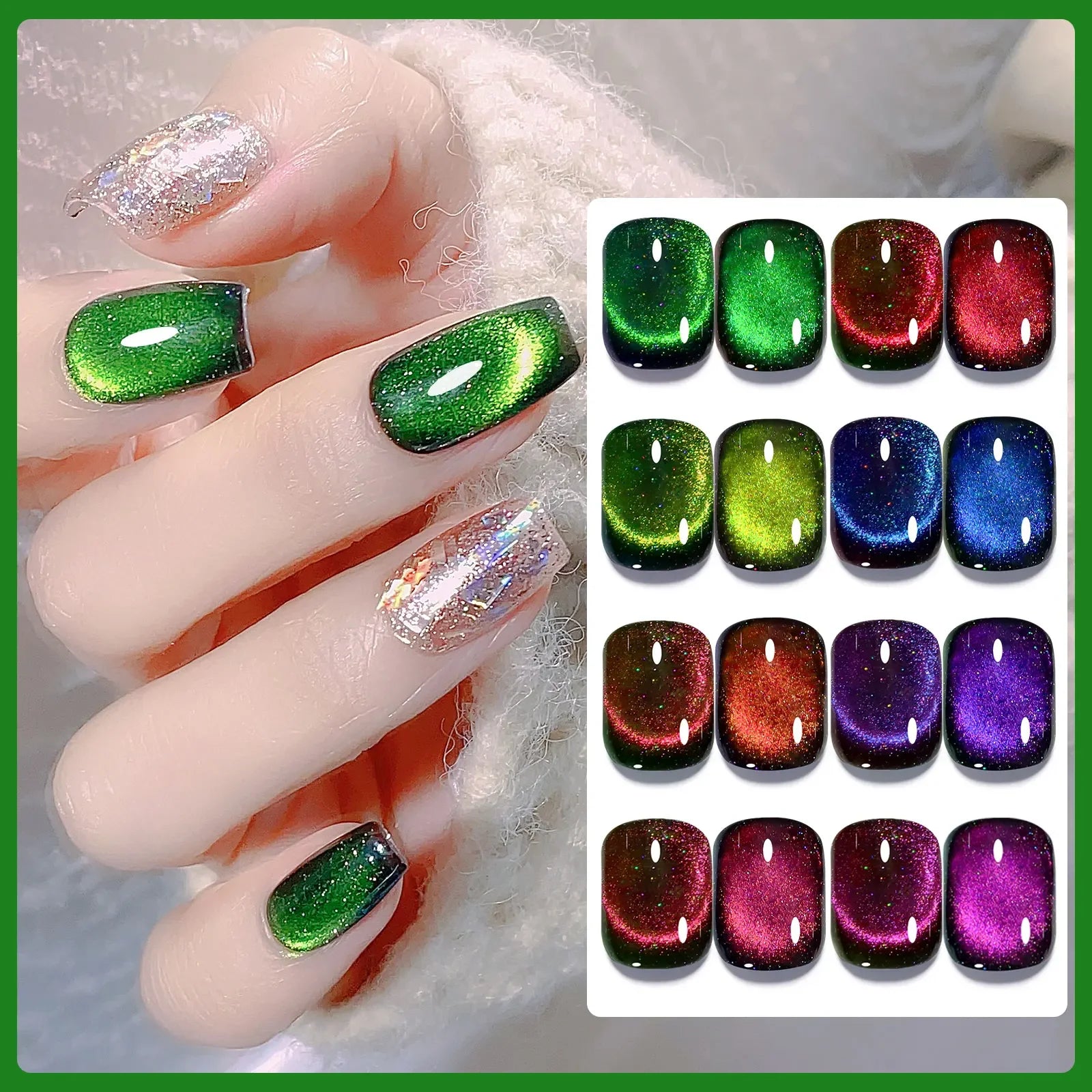 7.5ml Magnetic Laser 12D Cat Eyes Effect UV Nails Gel Polish Varnish Glitter Starry Nail Art Soak Off Keygel Hybrid Lacquer Gel