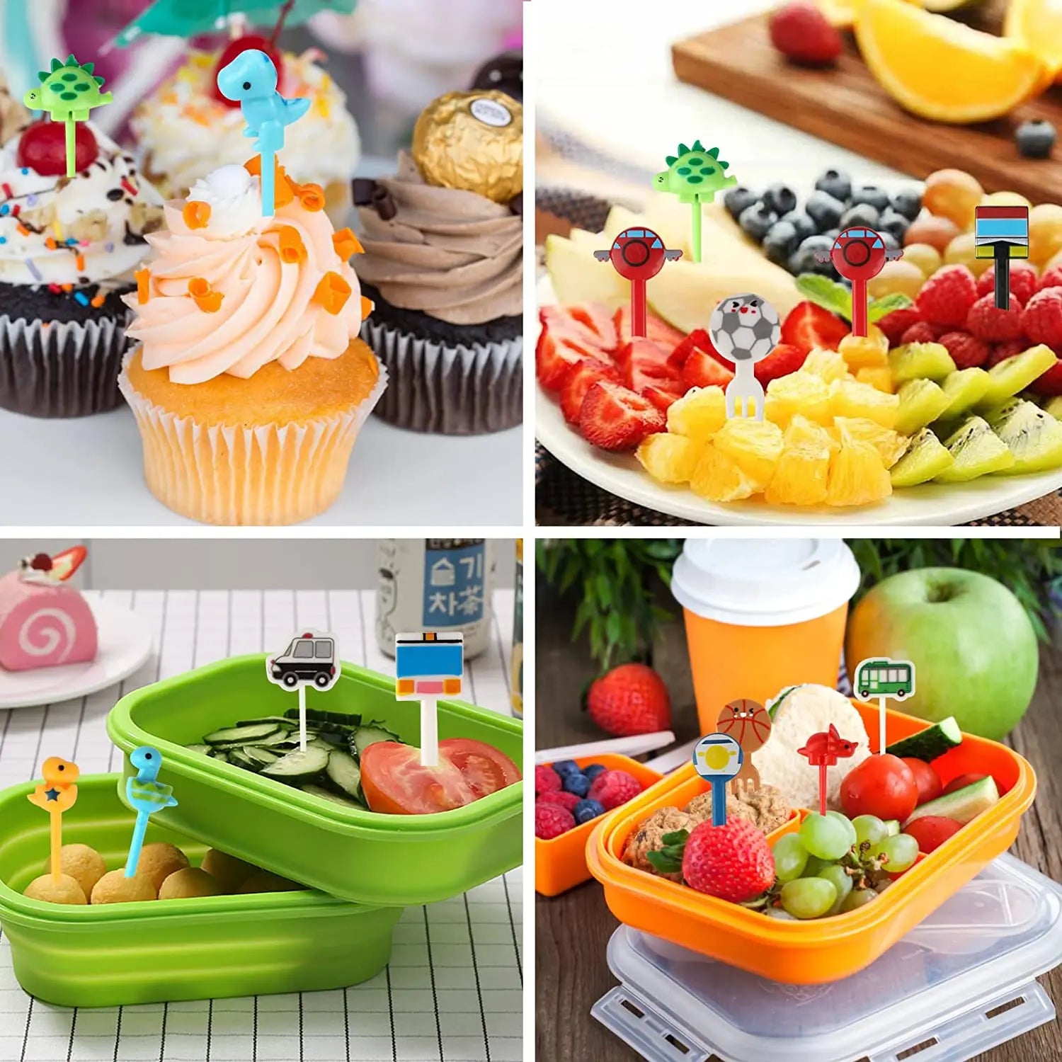 Cute Mini Animal Cartoon Food Picks Children Snack Cake Dessert Food Fruit Forks, Lunch Box Accesorioes for School Kids