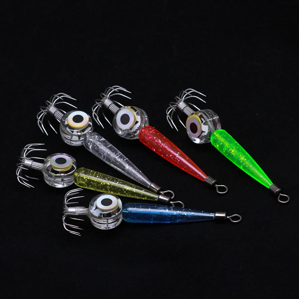 1 pc type of luminous squid hook, sea fishing octopus hook, LED flash underwater fishing light with umbrella hook accessories