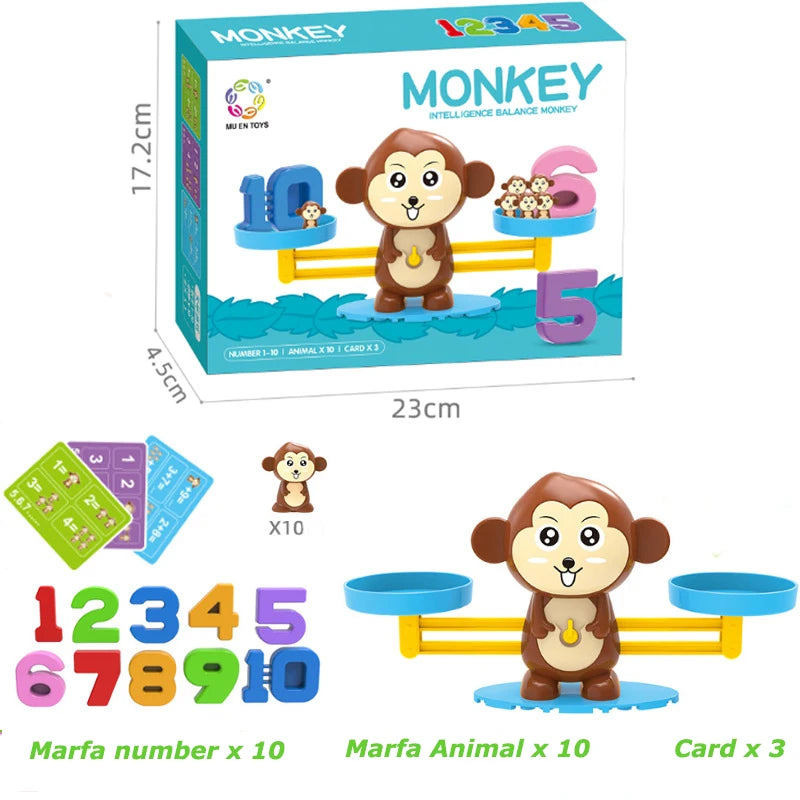 Monkey Balance Math Toy Baby Montessori Early Educational Balancing Scale Toys Teaching Material Table Games Interactive Gifts