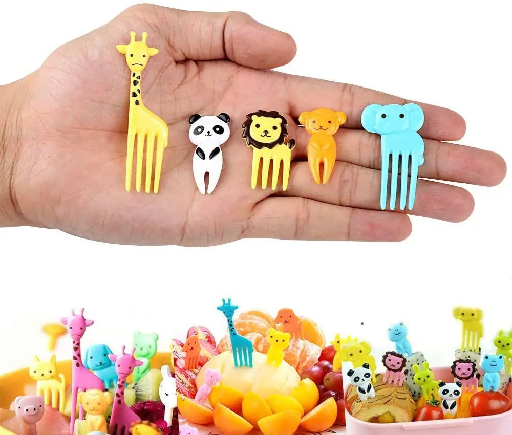 Cute Mini Animal Cartoon Food Picks Children Snack Cake Dessert Food Fruit Forks, Lunch Box Accesorioes for School Kids