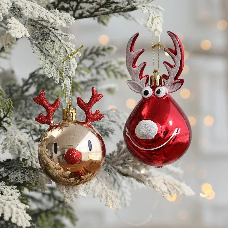 2pcs Elk Christmas Balls Ornaments Xmas Tree Hanging Bauble Pendant  Christmas Decorations for Home New Year Party Navidad 2024