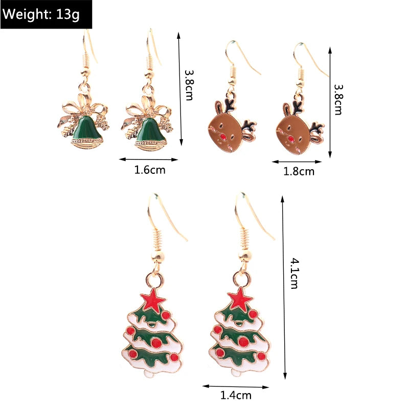 New Fashion Mix Styles Merry Christmas Drop Earrings for Women Christmas Tree Deer Santa Dangle Earrings New Year Jewelry Gifts