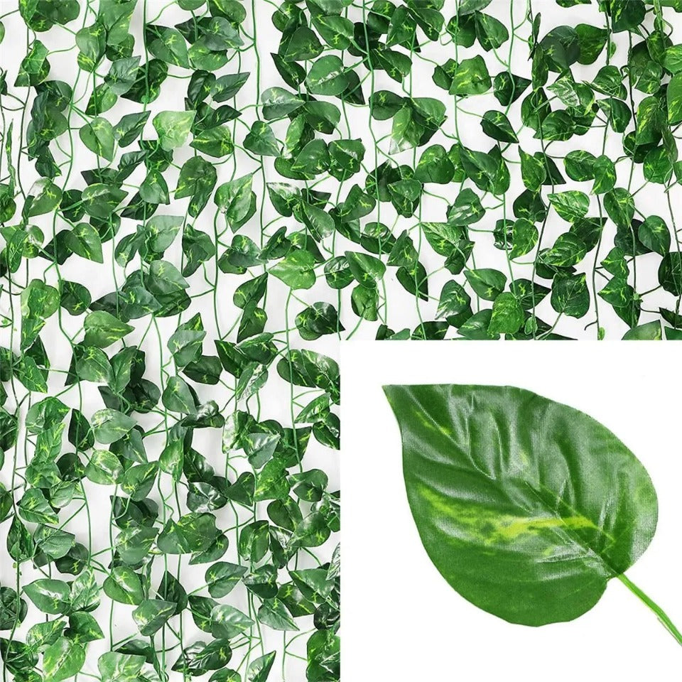 11M Artificial Plant Green Ivy Leaf Garland Fake Plant Creeper Hanging Vine Outdoor DIY Garden Wall Wedding Party Home Decor