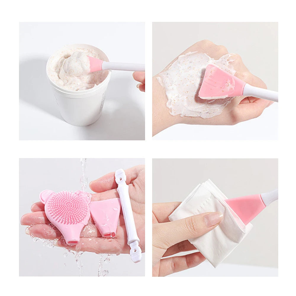 Cleansing Brush 2 In 1 Silicone Mask Brush And Facial Cleaning Brush Are Used For Exfoliation, Massage, Makeup Removal Skin Care