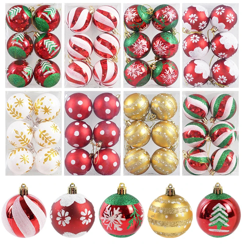 6Pcs/box 6cm Christmas Ball Ornaments Xmas Tree Hanging Pendant Christmas Decorations for Home 2024 Navidad Natal New Year Gift