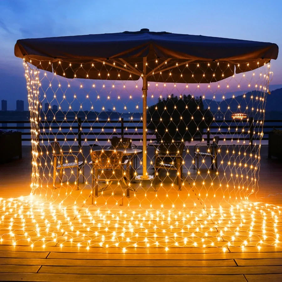 3x2/6x4M ED Net Light Outdoor Christmas Mesh String Light Waterproof Window Curtain Fairy Light for Holiday Party Decor