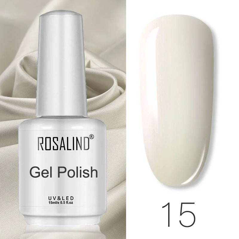 ROSALIND Mini/15ml Soak Off Pure Color Nail Gel Bright For Nail Art Design LED/UV Lamp Semi Permanent Need Base Top Coat